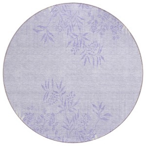 Lilac Purple And Ivory Floral Washable Indoor Outdoor Area Rug - 1 of 4
