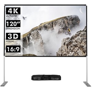 Costway 120'' Projector Screen w/ Stand 16:9 HD 4K Indoor Outdoor Projection Movie Screen - 1 of 4