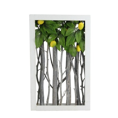 Northlight 14.5" White Birch Branch Lemon Tree Rustic Wooden Frame Decoration