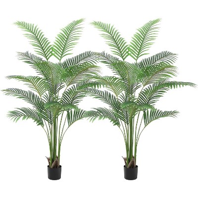 Garvee 6/7ft Artificial Palm Tree - Fake Palm Tree Fake Tropical Paradise Palm Tree in Pot with Real Bark Design and Adjustable Branches