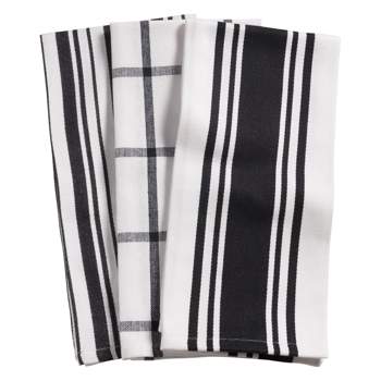 Linen Casa Kitchen Towel – Black Stripes on Antique White