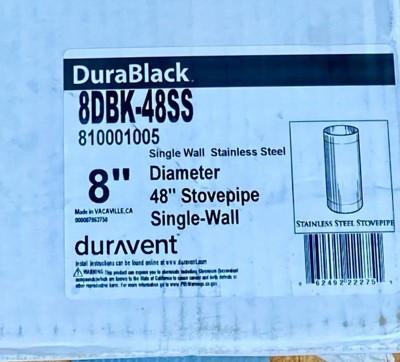 DuraVent 8 x 48 DuraBlack Stainless Steel Single-Wall Pipe - 8DBK-48SS