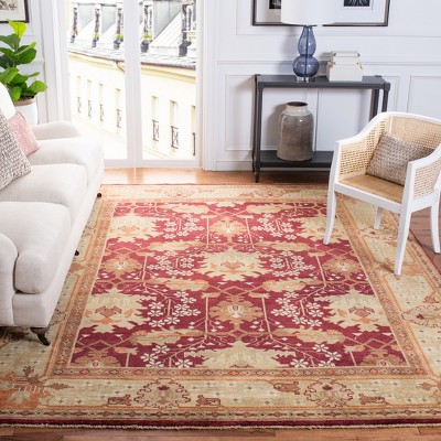 Elegant Oushak Hand-Knotted Red Wool Area Rug, 6' x 9'