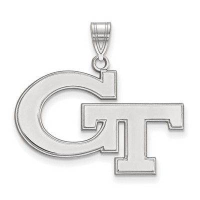 Black Bow Jewelry 14k White Gold Georgia Tech Yellow Jackets NCAA Large Pendant