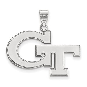 Black Bow Jewelry 14k White Gold Georgia Tech Yellow Jackets NCAA Large Pendant - 1 of 3