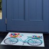 Jellybean Flower Basket On Bicycle Doormats– 20" x 30" Indoor/Outdoor Floral Accent - 2 of 3