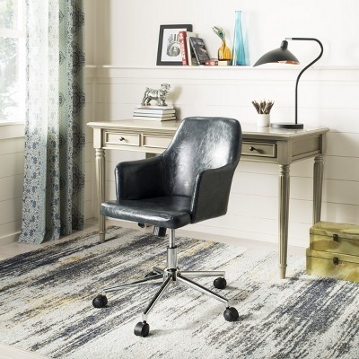 Cadence Dark Grey Faux Leather Swivel Office Chair with Chrome Base