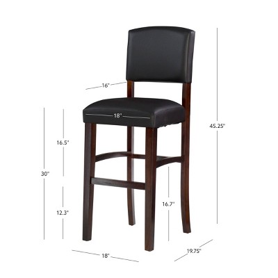 Espresso Elegance 30" Dark Brown Leather Upholstered Barstool