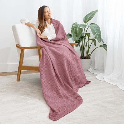 Mauve Queen Cotton Waffle Weave Throw Blanket