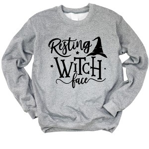 Simply Sage Market Women's Graphic Sweatshirt Resting Witch Face - 1 of 4