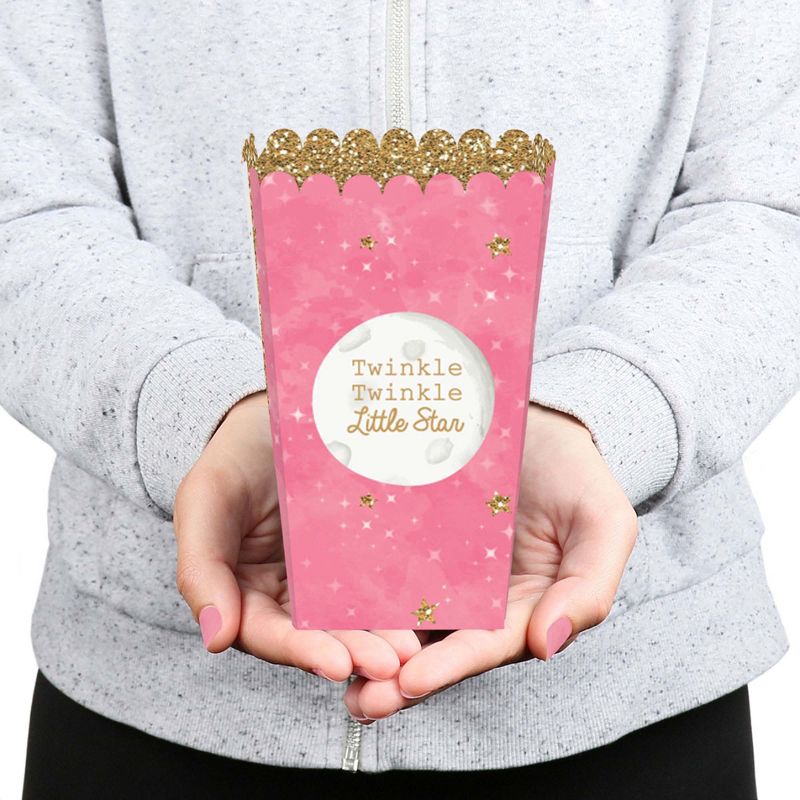 Big Dot of Happiness Pink Twinkle Twinkle Little Star - Baby Shower or Birthday Party Favor Popcorn Treat Boxes - Set of 12, 5 of 6