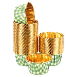 Unique Bargains Round-Grid Greaseproof Single-sided Aluminum Foil Cupcake Liners 100 Pcs - 1 of 4