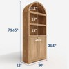 71.6" Tall Arched Cabinet, 5 Tier Bookcase Arched Book Shelf with Doors and Adjustable Shelves, for Living Room, Bedroom - 2 of 4