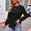Women's Casual Crewneck Pleated Lantern Long Sleeve Pullover Sweater Loose Ribbed Knit Jumper Tops - 2 of 4