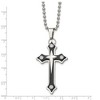 Chisel Stainless Steel Polished Black IP-plated with Cubic Zirconia Cross Pendant on a 20" Ball Chain Necklace - 4 of 4