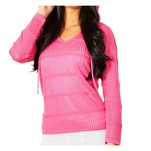 Women's Crochet V-Neck Hoodie - Angel Apparel - 1 of 2