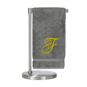 BC BARE COTTON Monogrammed Bath Towel, Personalized Gift, 27 x 54 inches - Set of 1 - Gray - Gold Script - 1 of 4