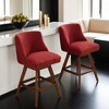 Leovsnove Counter Height Swivel Barstools Set of 2,26" H Seat Height Upholstered Bar Stools,Fabric Bar Stools with Back,Solid Wood Legs - 3 of 4