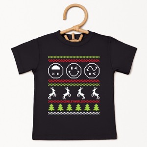 SmileyWorld Ugly Christmas Sweater Pixels - Toddler Short Sleeve Graphic T-Shirt - 1 of 4