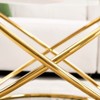 Bekrvio 31.5'' Round Glass Coffee Table with Gold-Plating Bright Metal Oval Frame, Modern Circle Gold Coffee Table for Living Room - 4 of 4
