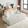 KWPZQEB 84'' Modern Sofa, Comfy Cloud Couch with 2 Ottoman & 2 Pillows, Deep Seat Corduroy 3 Seat Sofa for Living Room - 4 of 4
