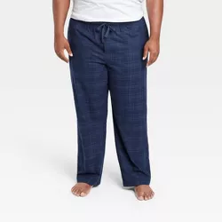 Men's Big & Tall Plaid Flannel Pajama Pants - Goodfellow & Co™ Navy Blue 5XLT