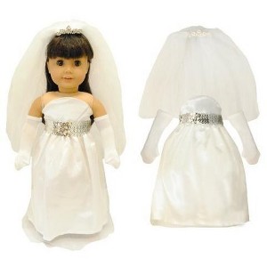 Pink Butterfly Closet Doll Clothes White Bridal Dress Outfit Fits American Girl & Other 18 Inch Dolls - 1 of 1