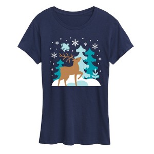 Women's - Instant Message - Scandinavian Winter Deer Short Sleeve Graphic T-Shirt - 1 of 4