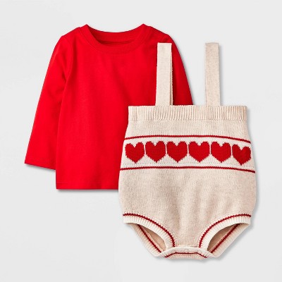 Baby Girls' Heart Sweater Set - Cat & Jack™ Red 24M