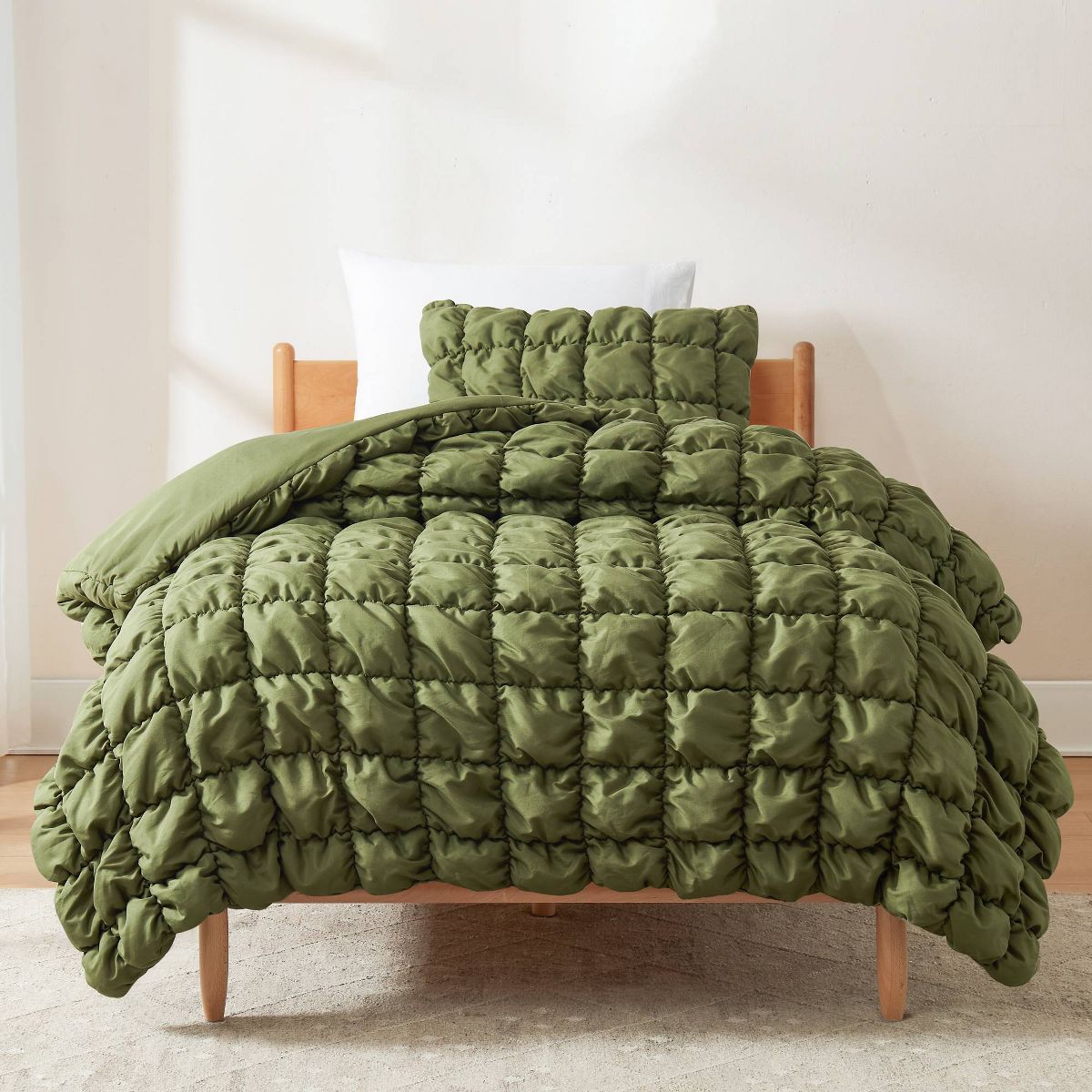 Lush Decor Twin XL Puff Bed Blankets Green 2pc set