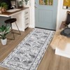 Vintage Floral Distressed Printed Area Rug Low Pile Machine Washable Stain Resistant Non Shedding Non Slip Pet Friendly Floor Mat - 4 of 4