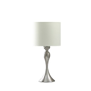 Ore International 24.5" Bailey Chrome Modern Candlestick Metal Table Lamp Silver : Linen Shade, UL Listed, No Bulb Included - 1 of 4