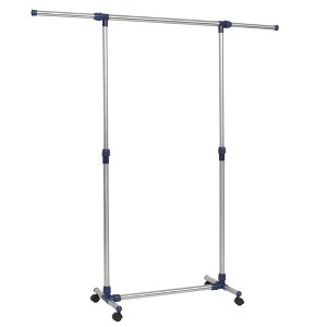 vidaXL Adjustable Clothes Rack Stainless Steel 65"x17.3"x59.1" Silver - 1 of 4