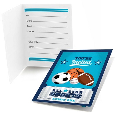 Big Dot of Happiness Go, Fight, Win - Sports - Fill In Baby Shower or Birthday Party Invitations (8 count)