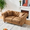 66" Chesterfield 2 Seater Sofa,Classic Rolled Arm Loveseat with Stain Resistant Tech Fabric & Button Tufting for Living Room-Baofuwish - 3 of 4