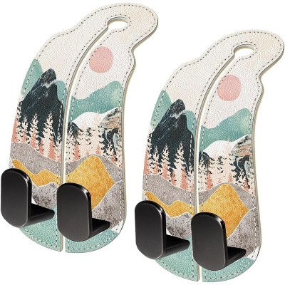 TruAIR 2PCS Car Seat Headrest Hooks, PU Leather Purse Holder