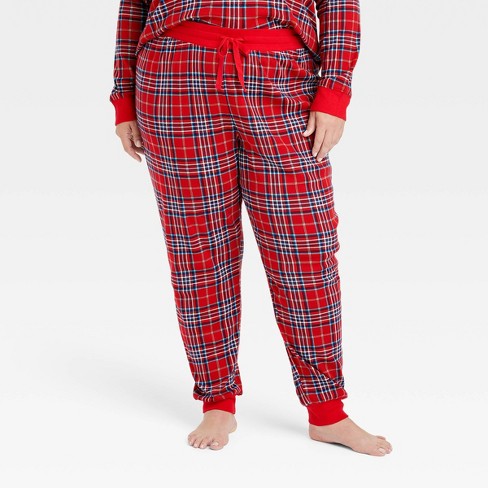 Women s Plaid Cotton Ribbed Holiday Matching Family Pajama Pants Wondershop Red 3x Target