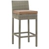 Modway Conduit Bar Stool Outdoor Patio Wicker Rattan Set of 2 - Light Gray Mocha - 2 of 4