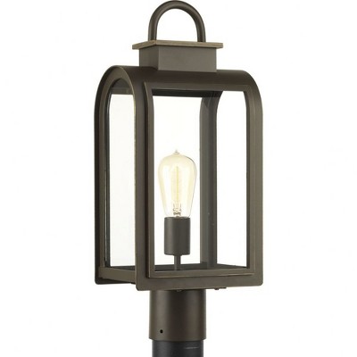 Progress Lighting Refuge 1-Light Outdoor Oil Rubbed Bronze Post Lantern with Clear Glass Windows