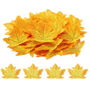 Unique Bargains Wedding Thanksgiving Halloween Decoration Artificial Maple Leaves 200 Pcs - 1 of 4