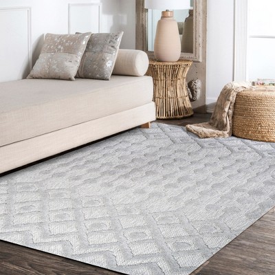 Handmade Light Gray Moroccan Diamond 4' x 6' Synthetic Area Rug