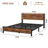Full Size Bed Frame with Charging Station and USB Ports, Industrial Full Bed Platform with Headboard - 2 of 4