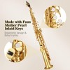 Brass Straight Soprano Saxophone Set with Case, Cork Grease, Cloth, Neck Strap, Brush, Gloves & Reed - Pro-Grade for School Band & Practice - 4 of 4