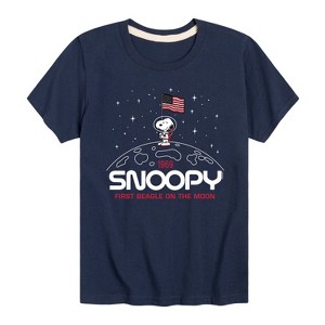 Boys' - Peanuts - Snoopy Flag Moon Short Sleeve Graphic T-Shirt - 1 of 4