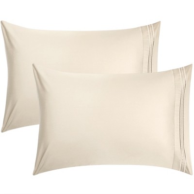 2 Pcs 20"x26" Long-Staple Combed Cotton Envelope Pillow Cases Beige - PiccoCasa