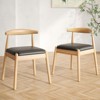 Fontoi Accent Chairs, Mid-Century Modern Accent Stools Set of 2, Armchair Upholstered Chair with Solid Wood Legs for Kitchen, Brown, 16.9"*14.2"*33.8" - 3 of 4