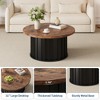 31.9" Round Coffee Table, Mid Century Modern Coffee Table with Metal Base, Fluted Center Table - 3 of 4