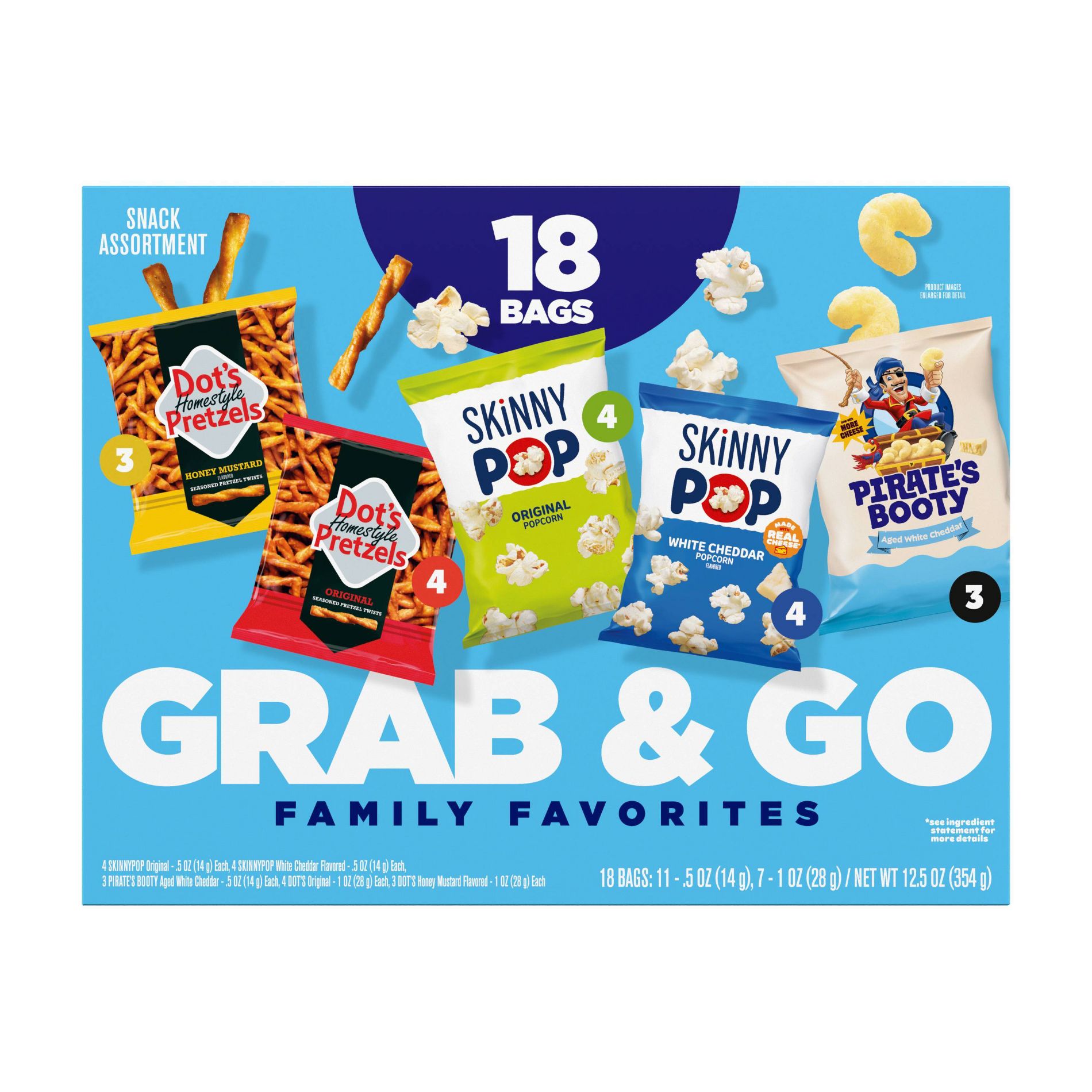 Grab & Go Favorites Multipack Snacks - 12.5oz/18ct: Original, Honey Mustard, White Cheddar