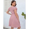 Coolmee Women's Summer Maternity Maxi Dress Short Flutter Sleeve V Neck A-Line Flowy Wedding Guest Long Sundress with Belt - 3 of 4
