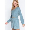 Slickblue Women's Comfy V-Neck Long Sleeve Terry Toweling Top with Elastic Hem - Color and Size Options - 3 of 4